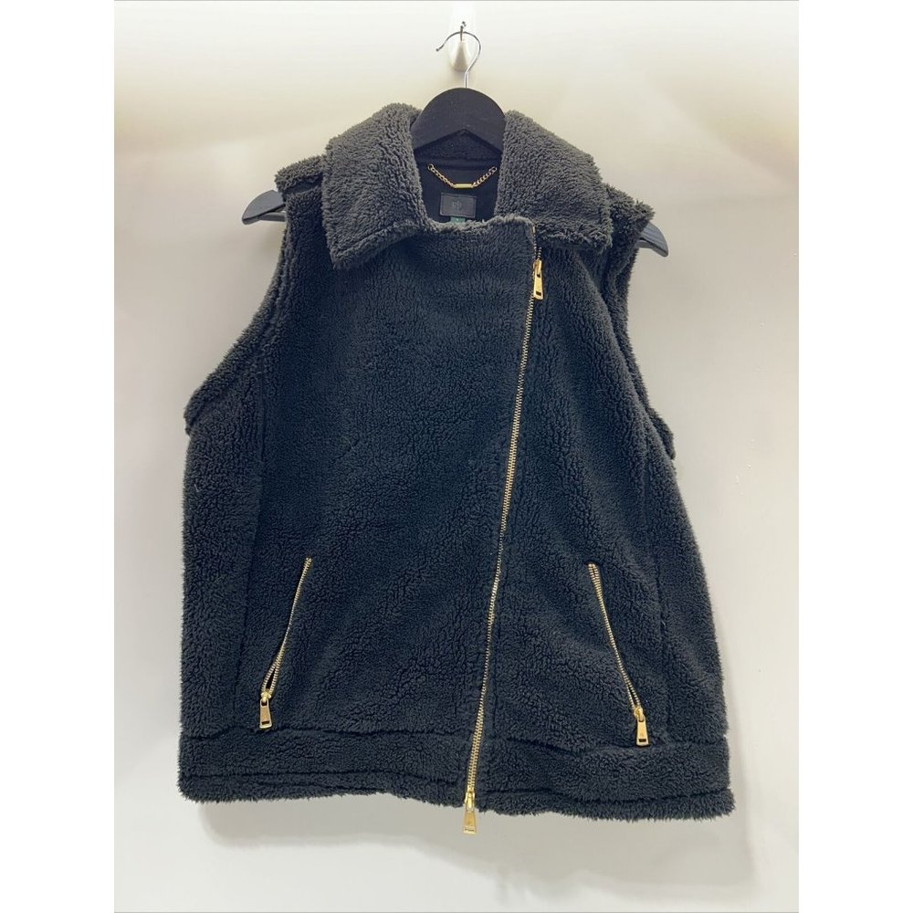 RALPH LAUREN Black Sherpa Faux Lined Shearling VEST Women’s  Size Large